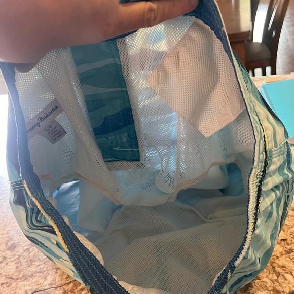 Tommy Bahama swim trunks men’s small blue waves ocean pocket zipper drawstring - Picture 8 of 11